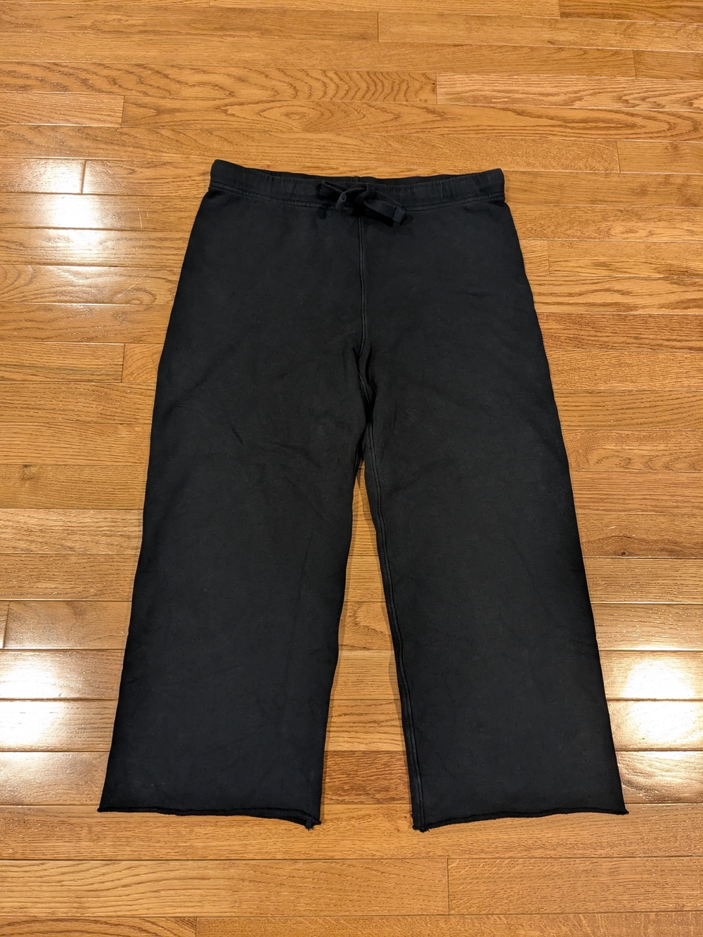 Frank & Eileen High Waist Wide Leg Black Cropped Sweatpants Medium
